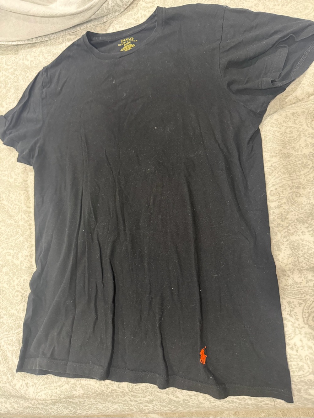 Polo by Ralph Lauren Men’s Black Short Sleeve Tee with Orange Pony